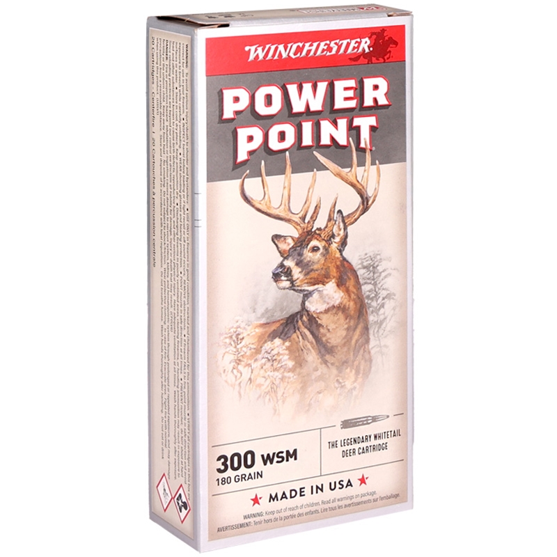 Winchester Super-X Rifle 300 WSM Ammo 180 Grain Power Point Box Of 20 chester Super-X Rifle 300 WSM 180 Grain Power Point Box Of 20 Ammo