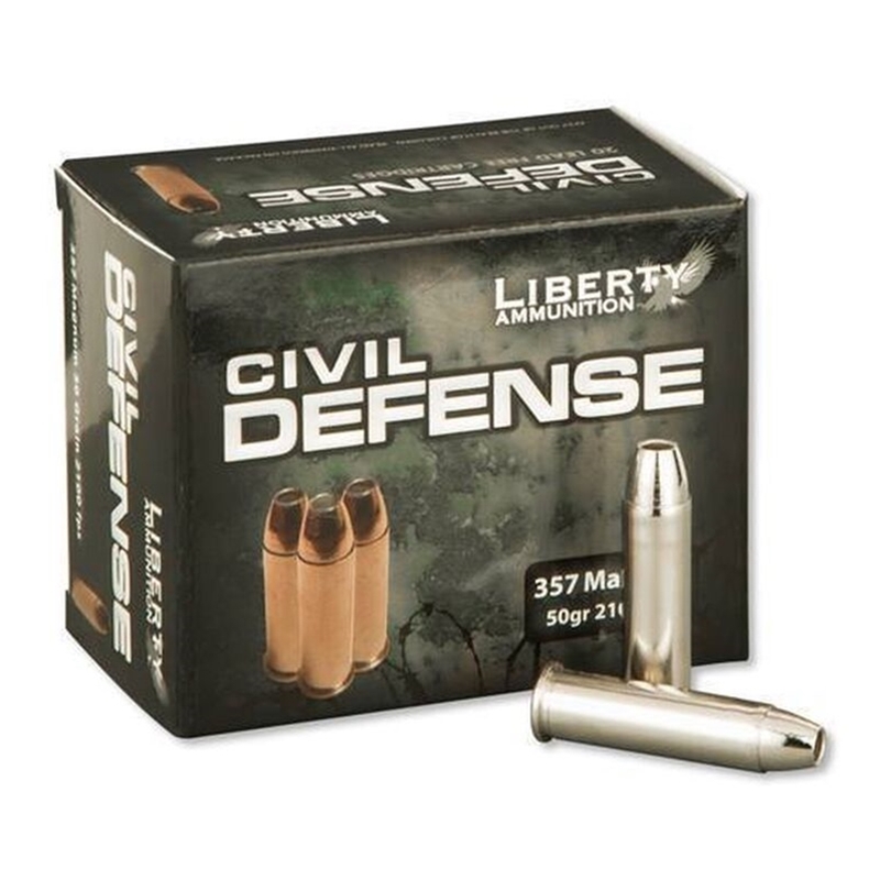erty Civil Defense 357 Magnum 50 Grain Fragmenting Copper Hollow Point Lead-Free Box Of 20 Ammo