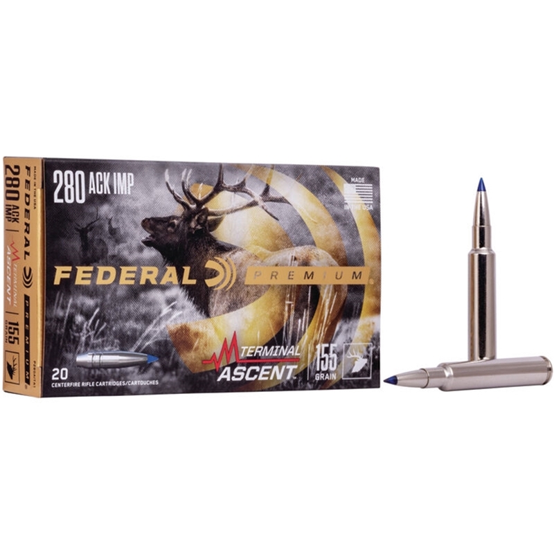 eral 280 Ackley Improved 155 Grain Terminal Ascent Box Of 20 Ammo