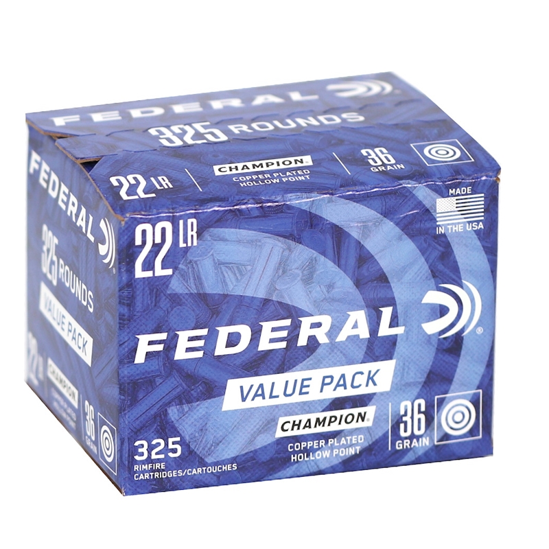 eral 22 Long Rifle 36 Grain Copper Plated Hollow Point Value Pack 325 Rounds Box Of 325 Ammo