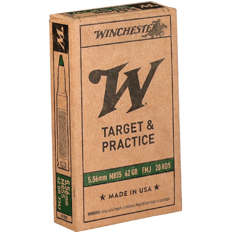 Winchester 5.56mm M855 NATO Ammo 62 Grain Green Tip Full Metal Jacket Ammo - Bulk WM855K Case Of 1000 (50 Boxes Of 20) Ammo - Bulk Free Bulk WM855K Case Of 1000 (50 Boxes Of 20) - Bulk Free Ammo