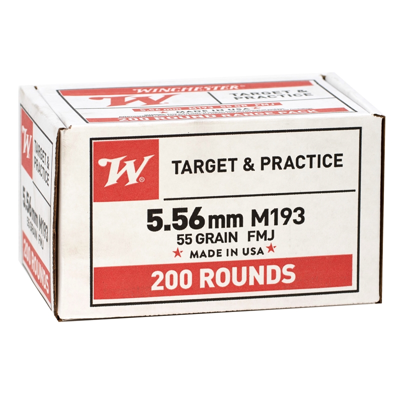 Winchester USA 5.56x45mm NATO M193 Ammo 55 Grain FMJ 200 Rounds Value Pack Box Of 200 chester USA 5.56x45mm NATO M193 55 Grain FMJ 200 Rounds Value Pack Box Of 200 Ammo
