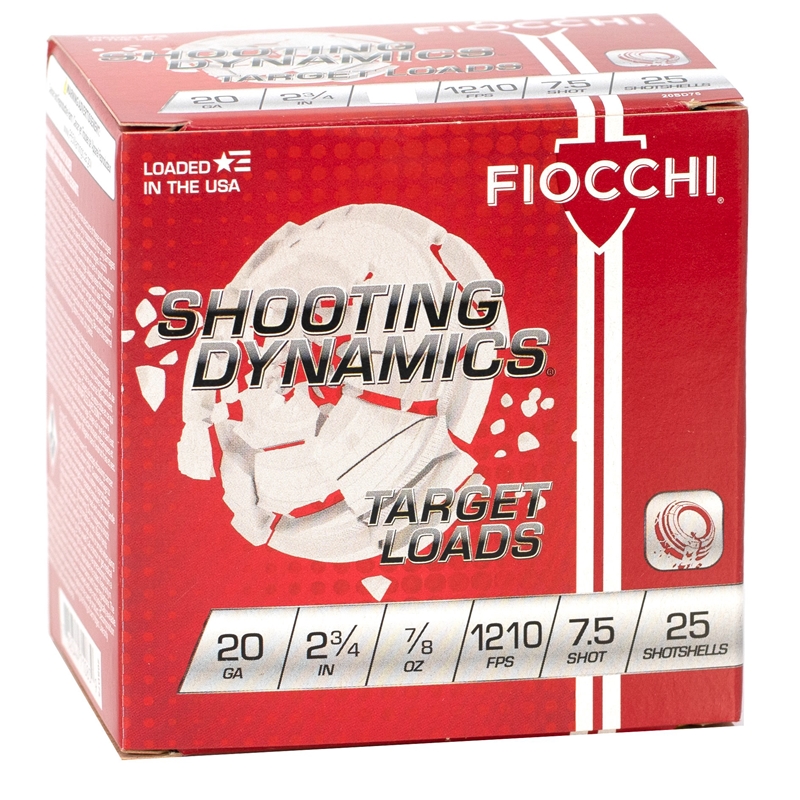 Fiocchi Shooting Dynamics 20 Gauge Ammo 2 3/4 7/8 Oz. #7.5 Shot Lead Chill Ammo - 20SD75 Box Of 25 20SD75 Box Of 25 Ammo