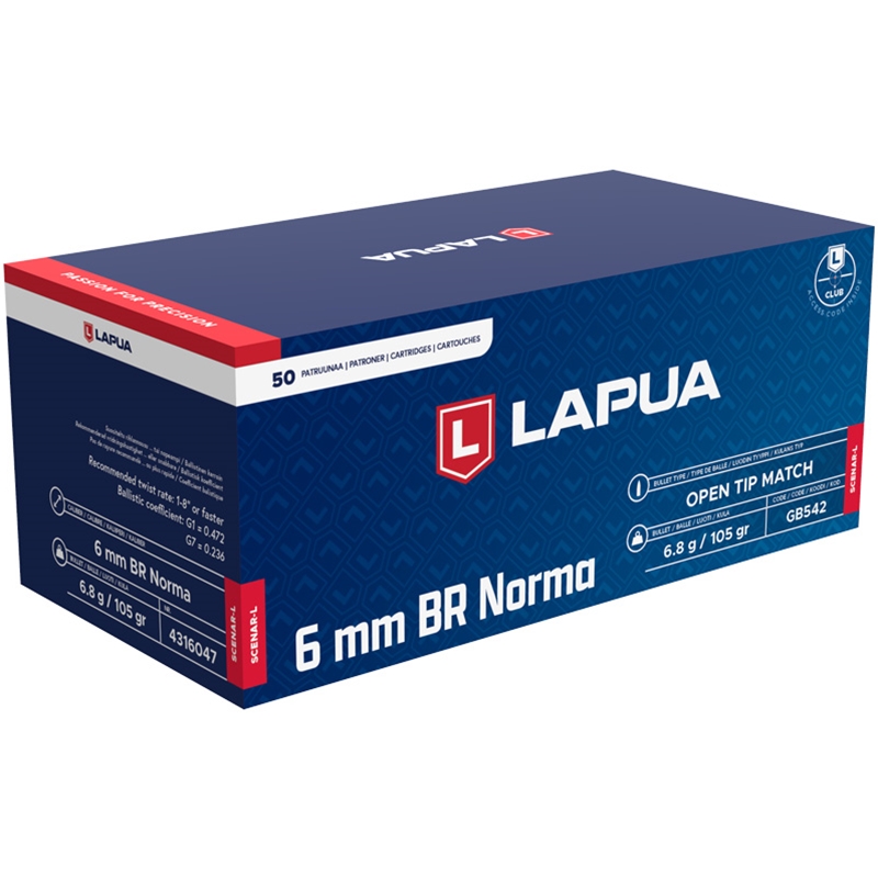 ua Scenar-L 6mm Norma BR (Bench Rest) 105 Grain Hollow Point Boat Tail Box Of 50 Ammo