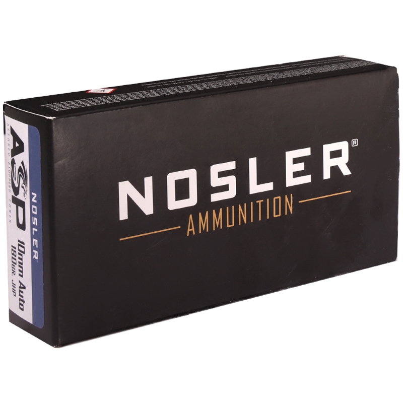 Nosler Match Grade 10mm Auto Ammo 180 Grain Jacketed Hollow Point Box Of 50 ler Match Grade 10mm Auto 180 Grain Jacketed Hollow Point Box Of 50 Ammo