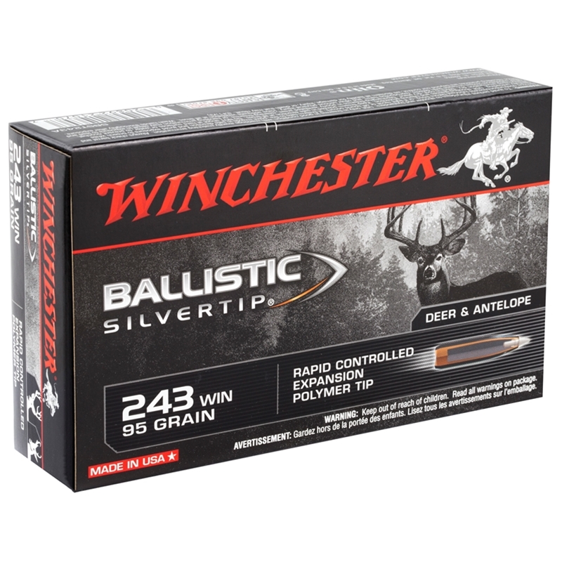Winchester Ballistic Silvertip 243 Winchester Ammo 95 Grain Rapid Controlled Expansion Box Of 20 chester Ballistic Silvertip 243 Winchester 95 Grain Rapid Controlled Expansion Box Of 20 Ammo
