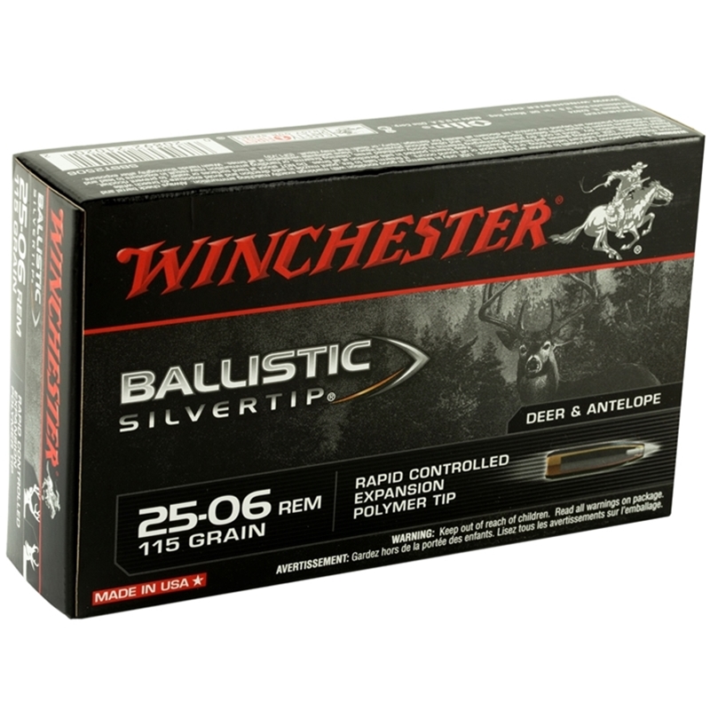 Winchester Supreme Ballistic Silvertip 25-06 Remington 115 Grain Rapid Controlled Expansion Polymer Tip Box Of 20 chester Supreme Ballistic Silvertip 25-06 Remington 115 Grain Rapid Controlled Expansion Polymer Tip Box Of 20 Ammo