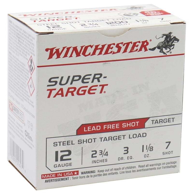 Winchester Super-Target 12 Gauge Ammo 2-3/4 1-1/8 Oz #7 Steel Shot Case Of 250 (10 Boxes Of 25) Ammo - Free Shipping Free Shipping Ammo