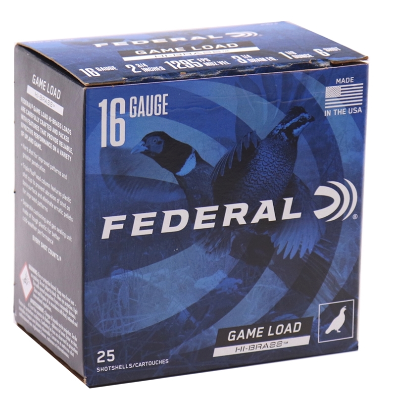 eral Classic HiBrass 16 Gauge 2 11/8oz #6 Lead Shot  H1636 Box Of 25 Ammo