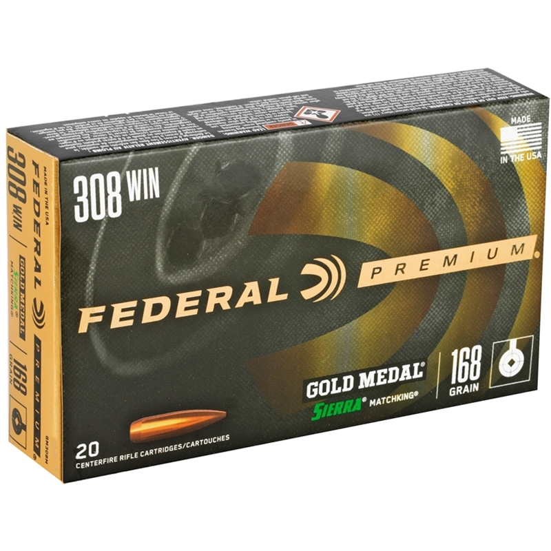 Federal Gold Medal .308 Winchester Ammo 168 Grain Sierra MatchKing Hollow Point Ammo - GM308M500 Box Of 20 GM308M500 Box Of 20 Ammo