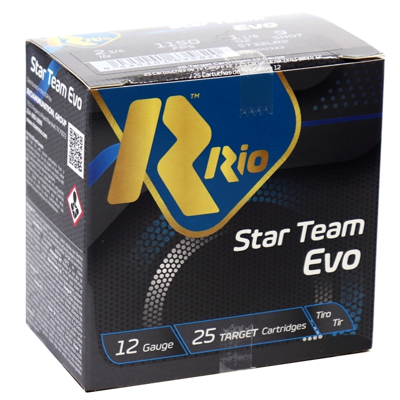 Rio Star Team Evo 12 Gauge Ammo 2-3/4 1 1/8 #9 Shot 250 Rounds Case Of 250 (10 Boxes Of 25) Ammo - Free Shipping Free Shipping Ammo