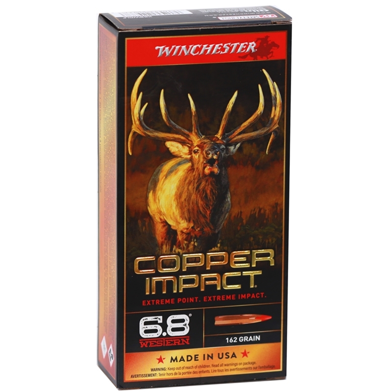 chester Copper Impact 6.8 Western 162 Grain Copper Extreme Point Polymer Tip Lead-Free Box Of 20 Ammo