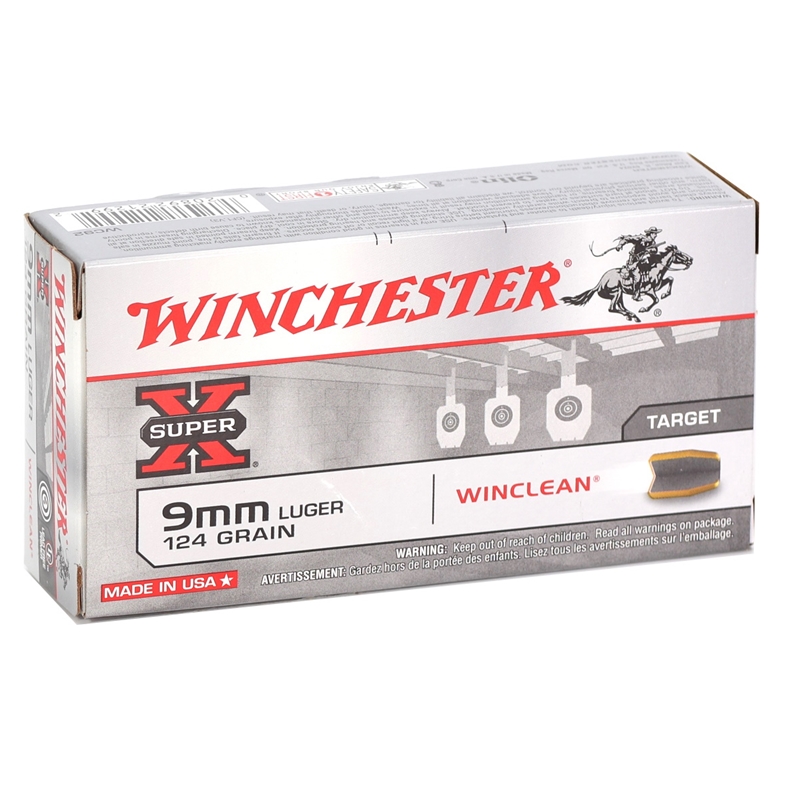 chester USA WinClean 9mm Luger 124 Grain Brass Enclosed Base Box Of 50 Ammo