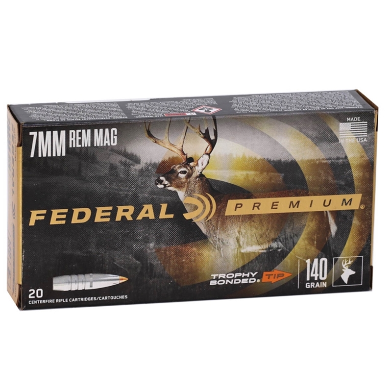 Federal Premium Trophy Bonded Tip 7mm Remington Magnum Ammo 140 Grain Bonded Tip Ammo - P7RTT2 Box Of 20 P7RTT2 Box Of 20 Ammo