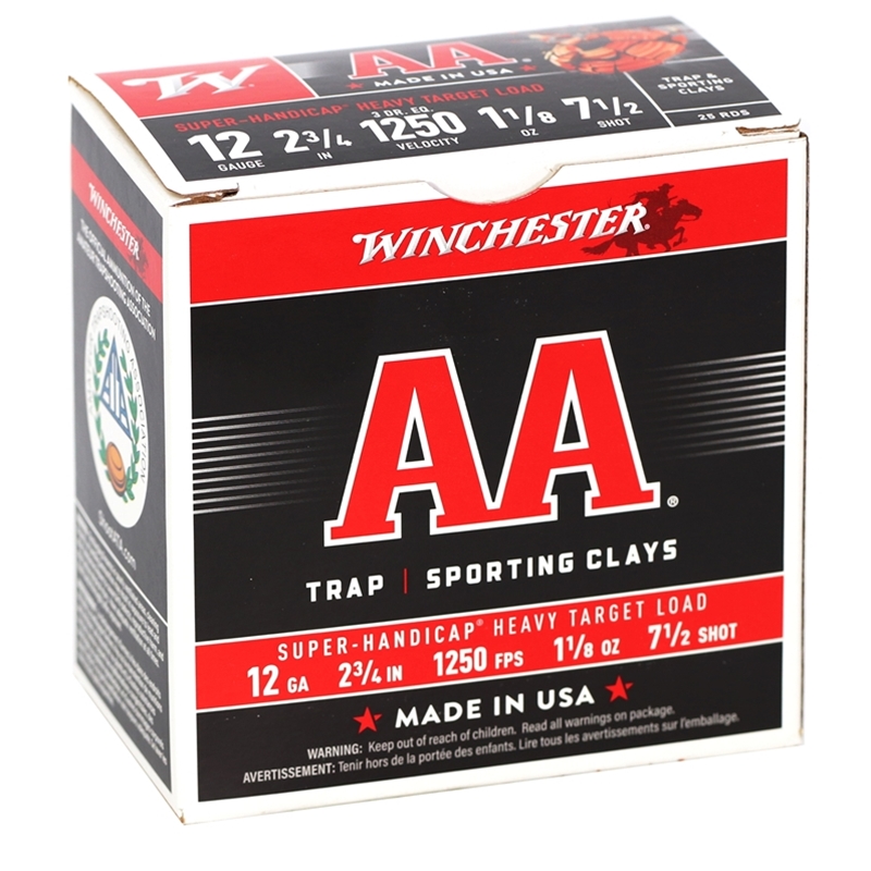 Winchester AA Super-Handicap Heavy Target 12 Gauge Ammo 2 3/4 1-1/8 Oz #7.5 Shot Box Of 25 chester AA Super-Handicap Heavy Target 12 Gauge 2 3/4 1-1/8 Oz #7.5 Shot Box Of 25 Ammo
