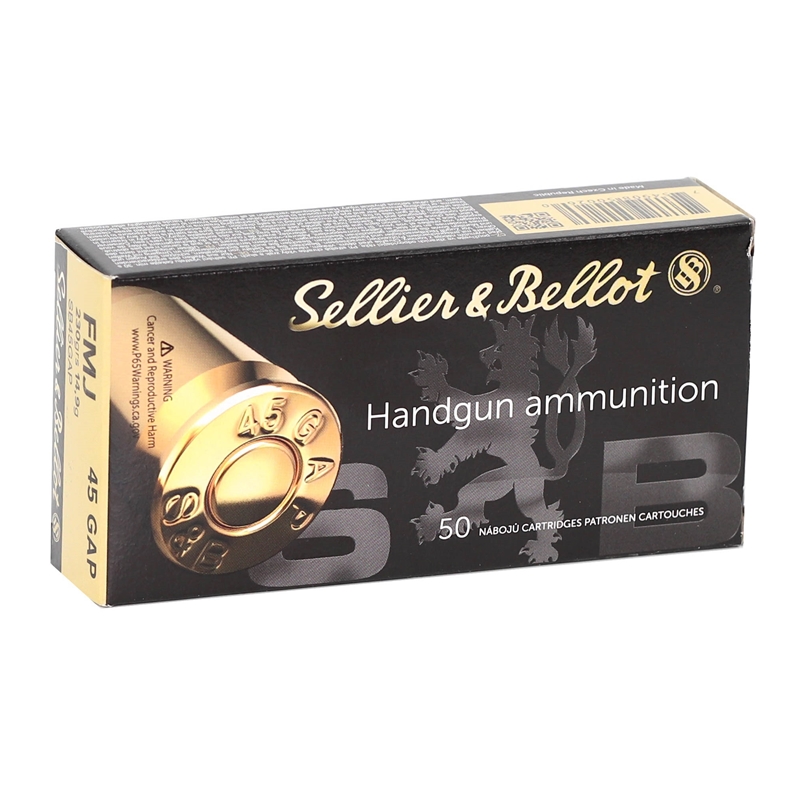 Sellier & Bellot 45 GAP Ammo 230 Grain Full Metal Jacket Ammo - SB45GAP Box Of 50 SB45GAP Box Of 50 Ammo