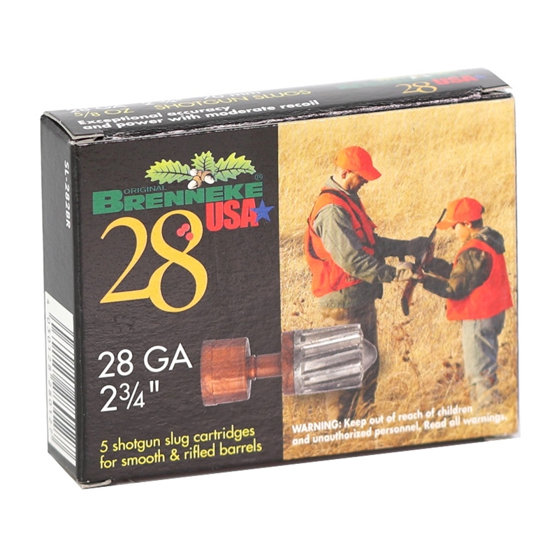 Brenneke USA 28 Gauge Ammo 2 3/4 5/8 Oz Rifled Slug Ammo - SL-282BR Box Of 5 SL-282BR Box Of 5 Ammo