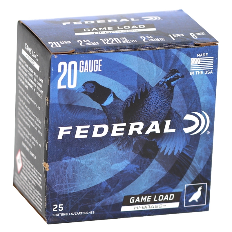 Federal Game Load HB 20 Gauge Ammo 2-3/4 1oz #6 Shot 250 Rounds Case Of 250 (10 Boxes Of 25) Ammo - Free Shipping Free Shipping Ammo
