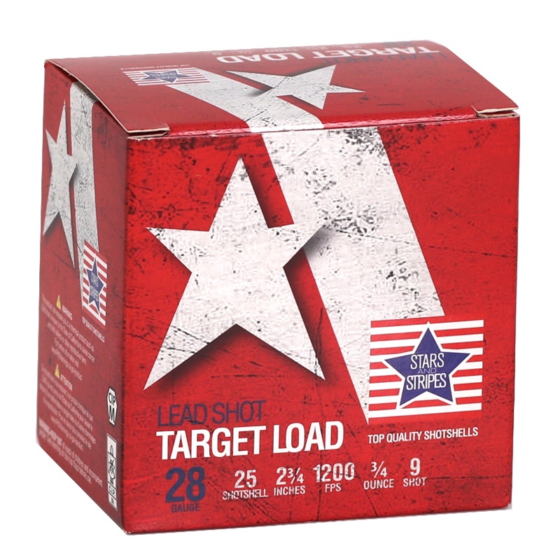 rs And Stripes Target Loads 28 Gauge 2-3/4 3/4 Oz #9 Shot Box Of 25 Ammo