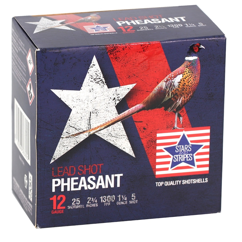 rs And Stripes Pheasant Loads 12 Gauge 2 3/4 1 1/4 Oz #5 Shot Box Of 25 Ammo