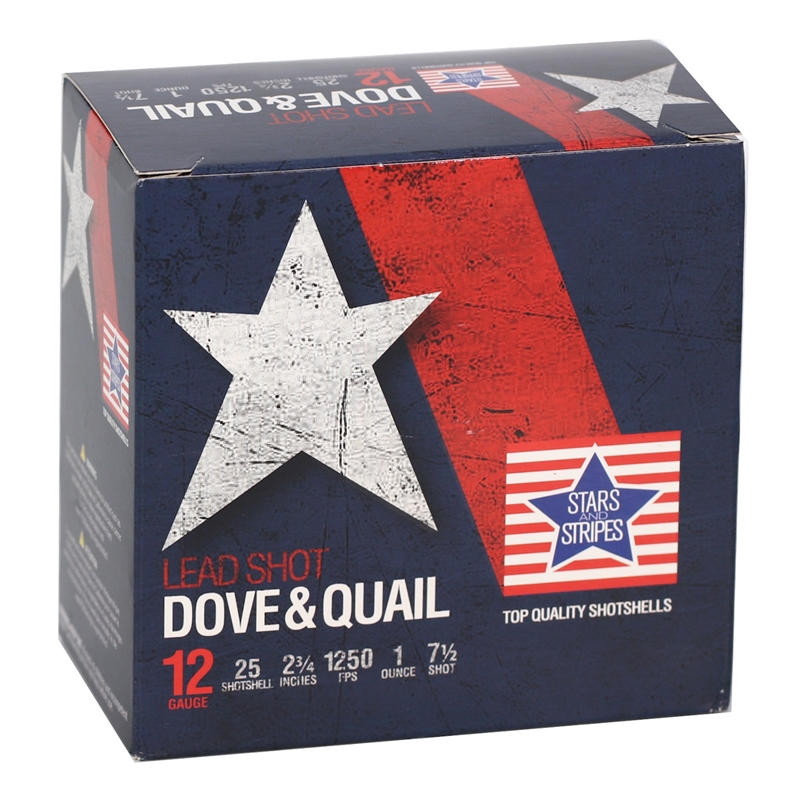 rs And Stripes Dove & Quail 12 Gauge 2 3/4&apos&apos 1 Oz. #7.5 Shot Box Of 25 Ammo