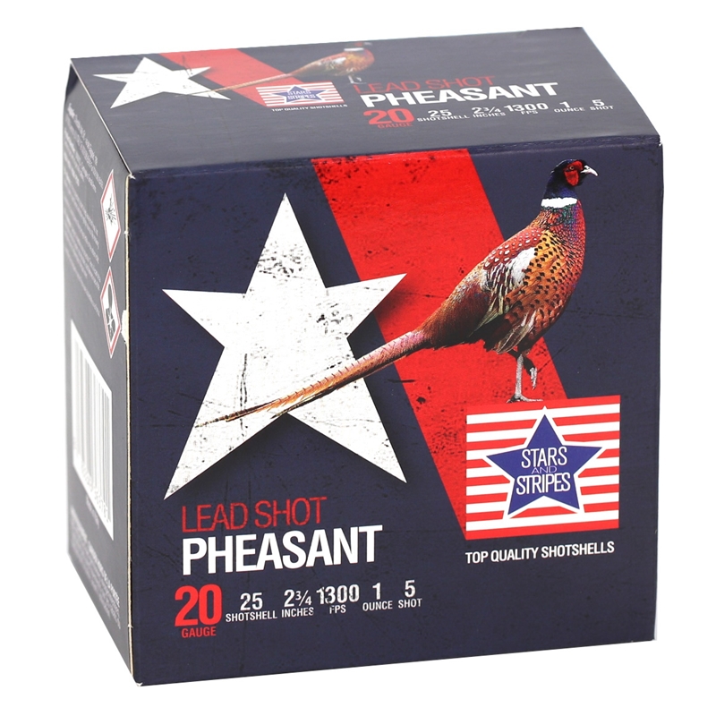 rs And Stripes Pheasant Load 20 Gauge 2 3/4 1 Oz. #5 Shot Box Of 25 Ammo