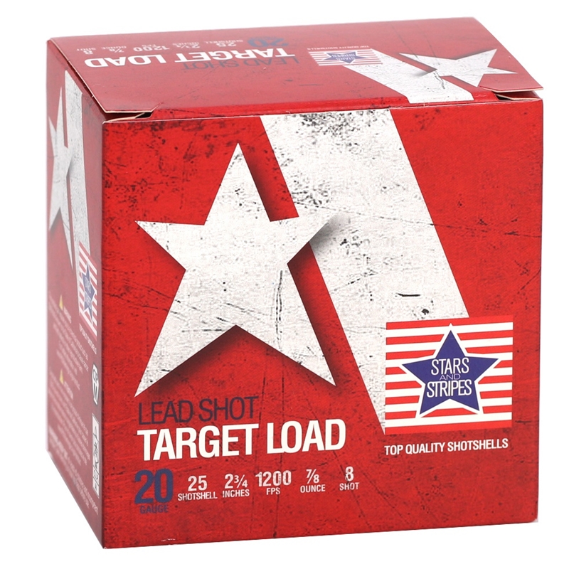 rs And Stripes Target Loads 20 Gauge 2-3/4 7/8 Oz #8 Shot Box Of 25 Ammo