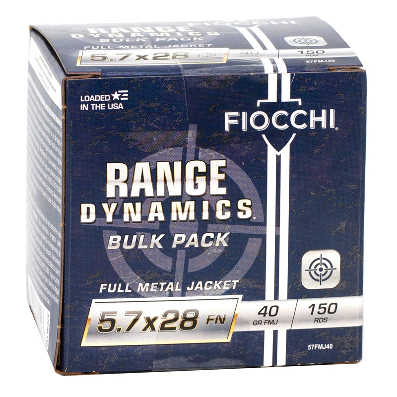 Fiocchi Range Dynamics 5.7x28mm Ammo 40 Grain Full Metal Jacket Ammo - 57FMJ40 Box Of 150 57FMJ40 Box Of 150 Ammo