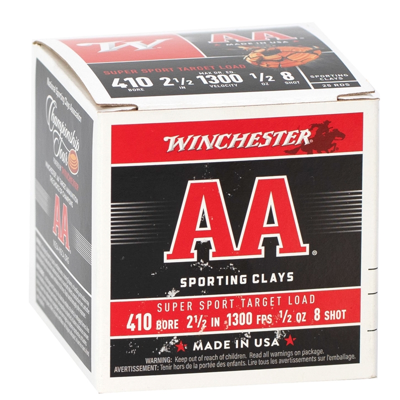 Winchester AA Super Sport Sporting Clays 410 Ammo 2 1/2 1/2 Oz. #8 Shot Case Of 250 (10 Boxes Of 25) Ammo - Free Shipping Free Shipping Ammo