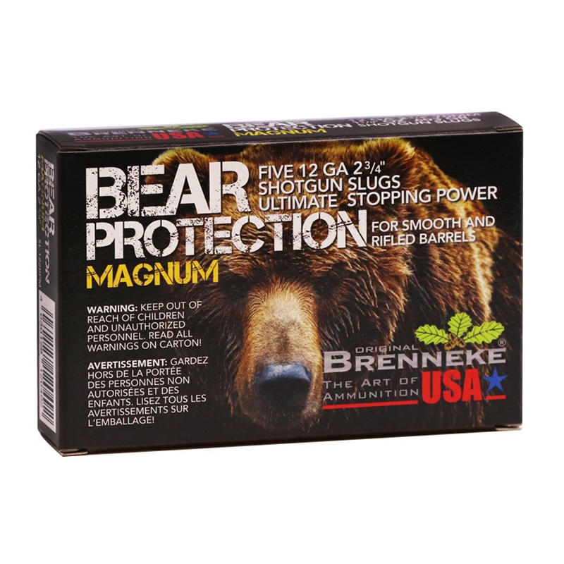 Brenneke USA Bear Protect Magnum 12 Gauge Ammo 2-3/4 1-3/8 Oz Rifled Slug Ammo - SL-122BPM Box Of 5 SL-122BPM Box Of 5 Ammo