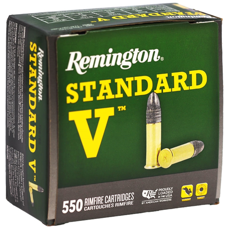 Remington Standard V 22 LR Ammo 38 Grain Lead Round Nose Ammo - Bulk R20988 Box Of 550 Bulk R20988 Box Of 550 Ammo