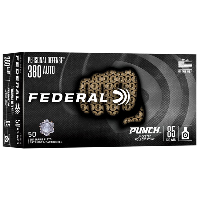 eral Personal Defense Punch 380 Auto 85 Grain Jacketed Hollow Point- PD380P1G Box Of 50 Ammo