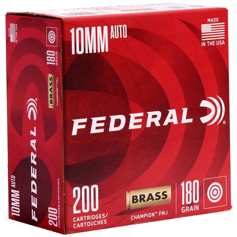 Federal Champion Training 10mm AUTO Ammo 180 Grain Full Metal Jacket 200 Rounds Ammo - WM52212 Box Of 200 WM52212 Box Of 200 Ammo