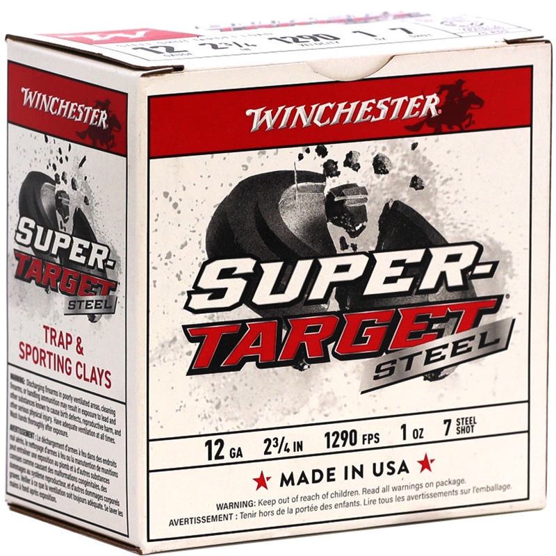 Winchester Super Target 12 Gauge Ammo 2 3/4 1 Oz #7 Steel Shot Ammo - TRGTL12S7 Case Of 250 (10 Boxes Of 25) Ammo - Free Shipping TRGTL12S7 Case Of 250 (10 Boxes Of 25) - Free Shipping Ammo
