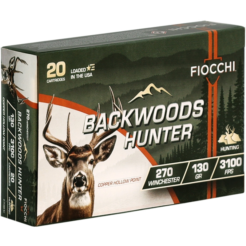 Fiocchi Backwoods Hunter 270 Winchester Ammo 130 Grain Copper Hollow Point Ammo - 270BHC Box Of 20 270BHC Box Of 20 Ammo