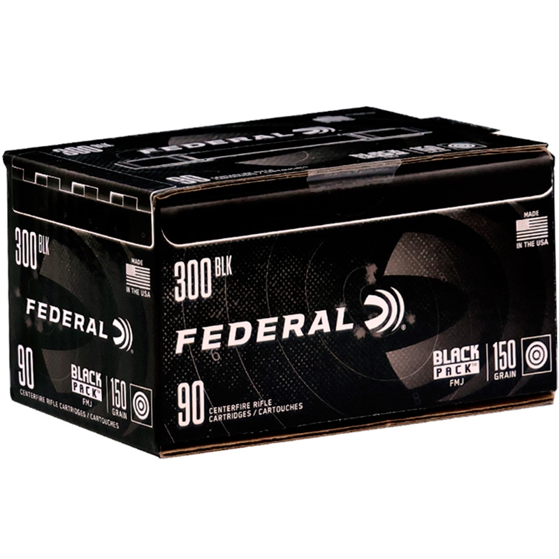 Federal Black Pack 300 Blackout Ammo 150 Grain Full Metal Jacket Boat-Tail Ammo - FC300BLKBF Box Of 90 FC300BLKBF Box Of 90 Ammo