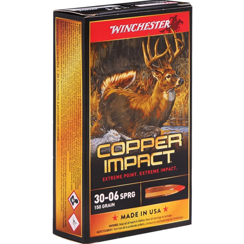 Winchester Copper Impact 30-06 Ammo 150 Grain Copper Extreme Point Polymer Tip Ammo - X3006CLF Box Of 20 X3006CLF Box Of 20 Ammo