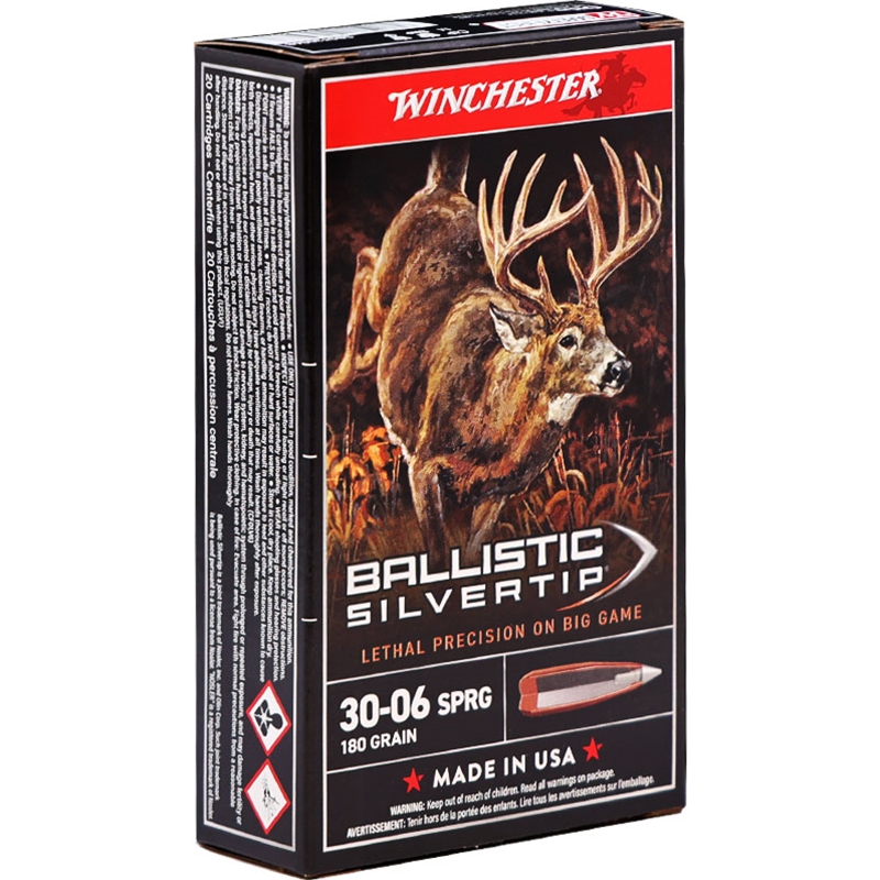 Winchester Ballistic Silvertip 30-06 Ammo 180 Grain Rapid Controlled Expansion Polymer Tip Ammo - SBST3006B Box Of 20 SBST3006B Box Of 20 Ammo