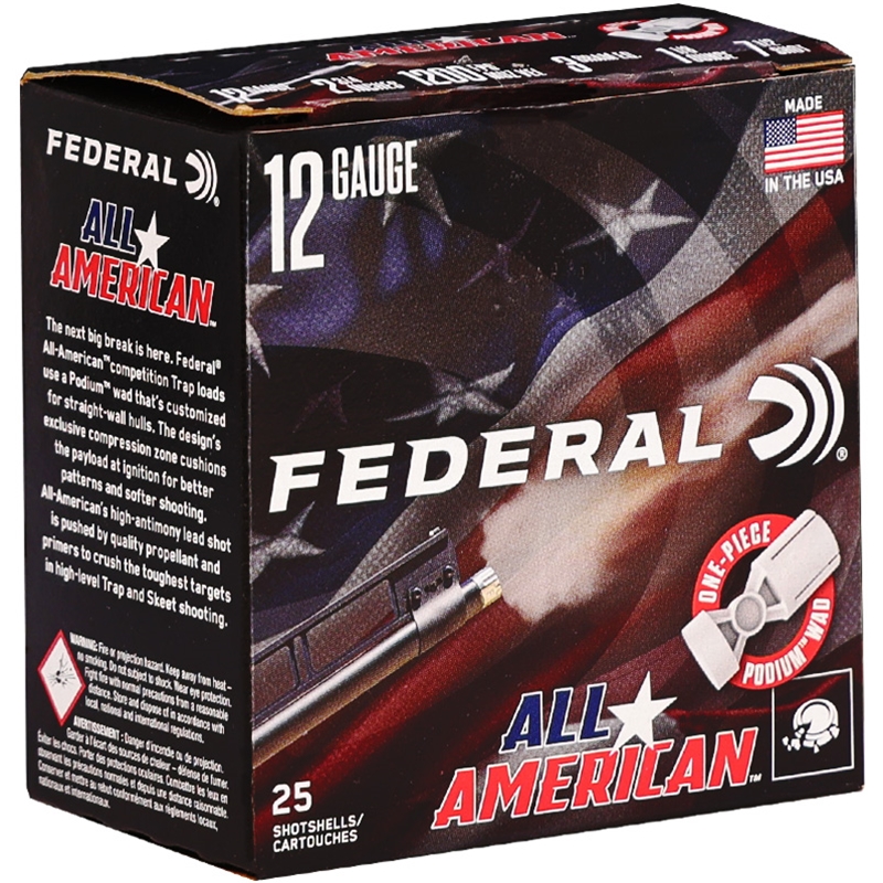 Federal All American 12 Gauge Ammo 2 3/4 1 1/8 Oz #7.5 Lead Shot 394 Pellets Ammo - FAA12H 7.5 Box Of 25 FAA12H 7.5 Box Of 25 Ammo