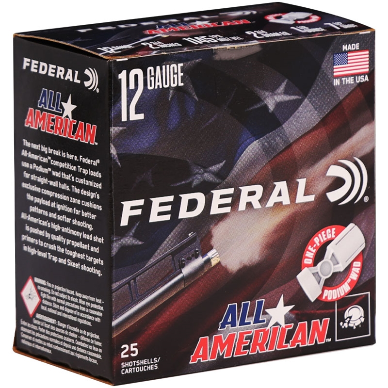 Federal All American 12 Gauge Ammo 2 3/4 1 1/8 Oz #7.5 Lead Shot 394 Pellets Ammo - FAA12L 7.5 Box Of 25 FAA12L 7.5 Box Of 25 Ammo
