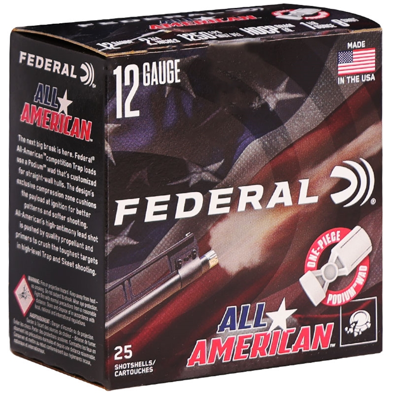 Federal All American 12 Gauge Ammo 2 3/4 1 1/8 Oz #8 Lead Shot 461 Pellets Ammo - FAA12HC 8 Box Of 25 FAA12HC 8 Box Of 25 Ammo