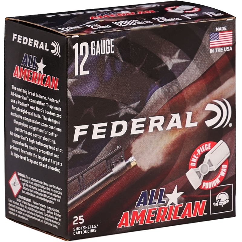 Federal All American 12 Gauge Ammo 2 3/4 1 Oz #7.5 Lead Shot 350 Pellets Ammo - FAA12L1 7.5 Case Of 250 (10 Boxes Of 25) Ammo - Free Shipping FAA12L1 7.5 Case Of 250 (10 Boxes Of 25) - Free Shipping Ammo