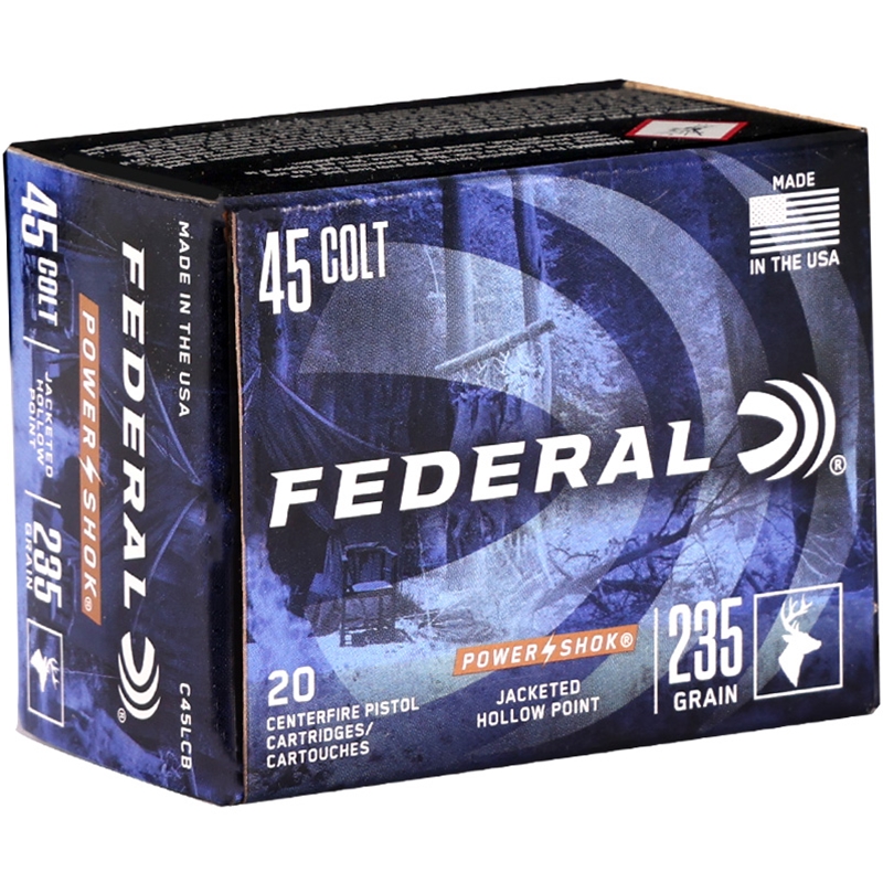 Federal Power-Shok 45 Colt Ammo 235 Grain Jacketed Hollow Point Ammo - C45LCB Box Of 20 C45LCB Box Of 20 Ammo