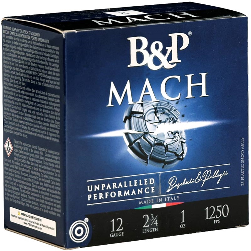 B&P Mach 12 Gauge Ammo 2 3/4 1 Oz #8 Shot Ammo - 12B1F2L8 Case Of 250 (10 Boxes Of 25) Ammo - Free Shipping 12B1F2L8 Case Of 250 (10 Boxes Of 25) - Free Shipping Ammo