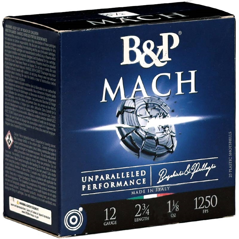 B&P Mach 12 Gauge Ammo 2 3/4 1 1/8 Oz #8.5 Shot Ammo - 12B18F85 Case Of 250 (10 Boxes Of 25) Ammo - Free Shipping 12B18F85 Case Of 250 (10 Boxes Of 25) - Free Shipping Ammo