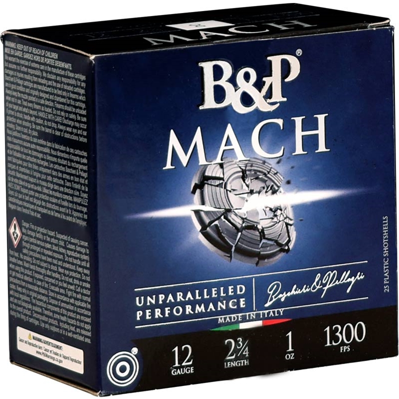 B&P Mach 12 Gauge Ammo 2 3/4 1 Oz #8 Shot Ammo - 12B1F2H8 Case Of 250 (10 Boxes Of 25) Ammo - Free Shipping 12B1F2H8 Case Of 250 (10 Boxes Of 25) - Free Shipping Ammo
