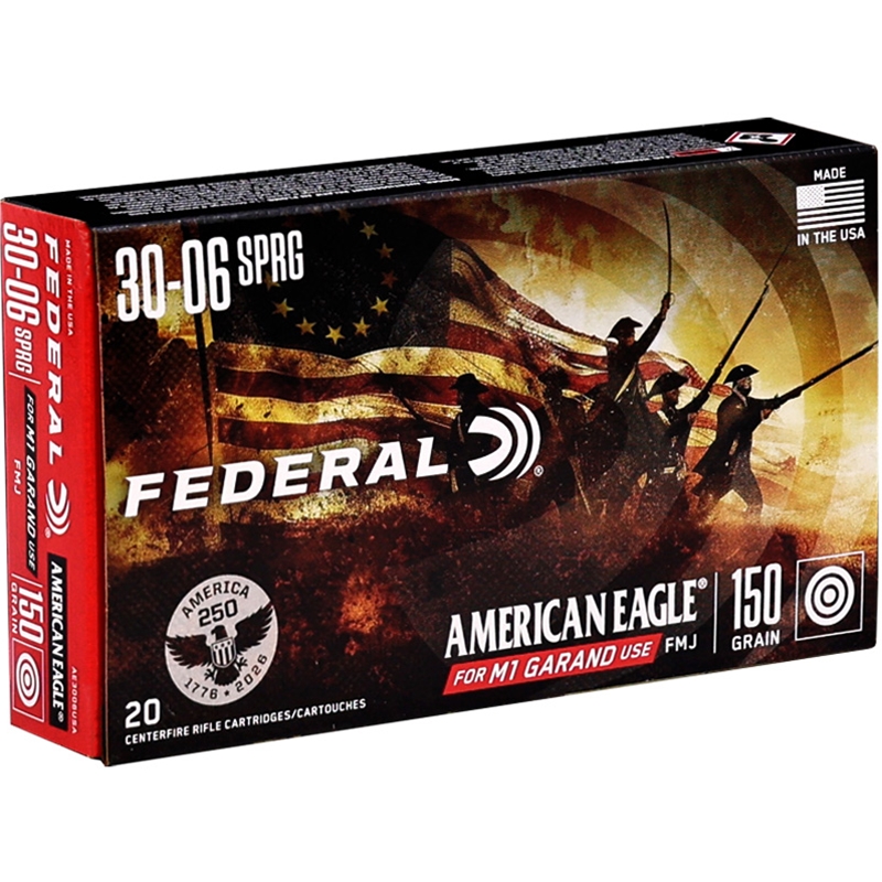 Federal American Eagle 30-06 Springfield Ammo 150 Grain Full Metal Jacket Ammo - AE3006USA Box Of 20 AE3006USA Box Of 20 Ammo