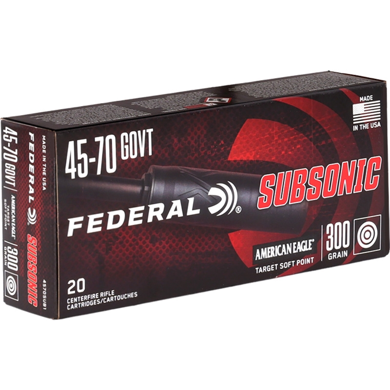 Federal Subsonic 45-70 Government Ammo 300 Grain Soft Point Ammo - 4570SUB1 Box Of 20 4570SUB1 Box Of 20 Ammo