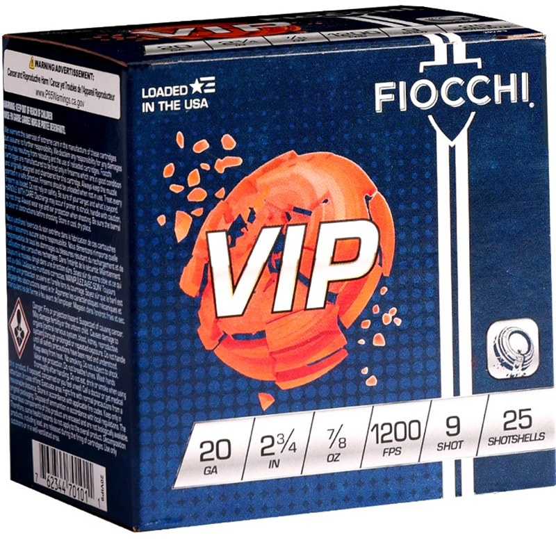 Fiocchi VIP 20 Gauge Ammo 2 3/4 7/8 Oz #9 Lead Shot Ammo - 20VIP9 Case Of 250 (10 Boxes Of 25) Ammo - Free Shipping 20VIP9 Case Of 250 (10 Boxes Of 25) - Free Shipping Ammo