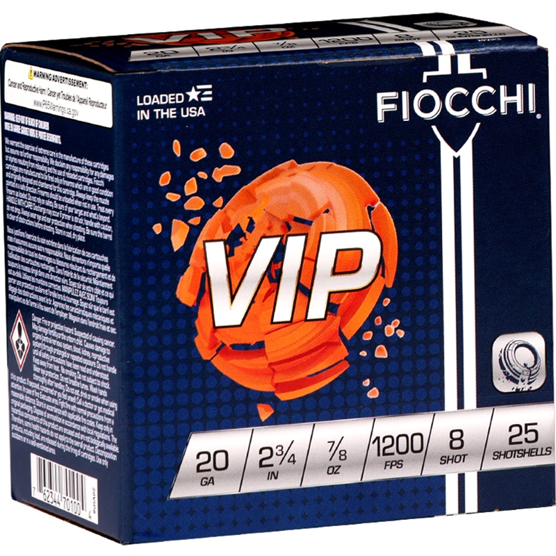 Fiocchi VIP 20 Gauge Ammo 2 3/4 7/8 Oz #8 Lead Shot Ammo - 20VIP8 Case Of 250 (10 Boxes Of 25) Ammo - Free Shipping 20VIP8 Case Of 250 (10 Boxes Of 25) - Free Shipping Ammo
